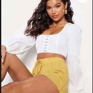 PrettyLittleThing White Puff Sleeve Crop Top